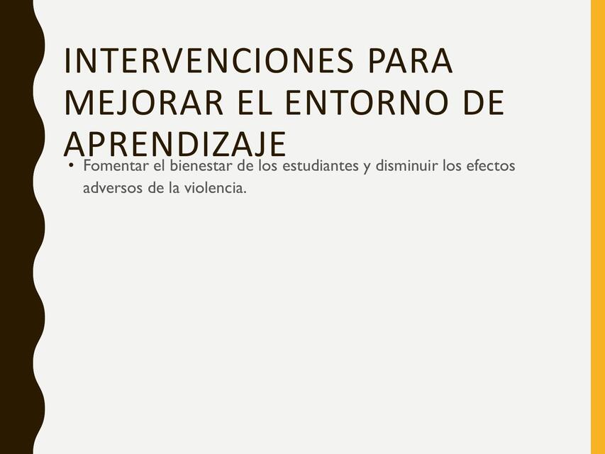 Intervenciones para Mejorar Entorno de Aprendizaje