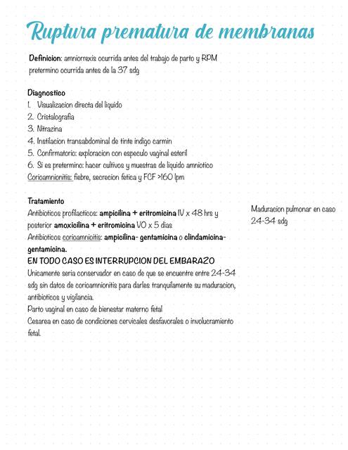 Ruptura Prematura de membranas