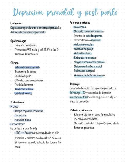 Depresión prenatal y postparto