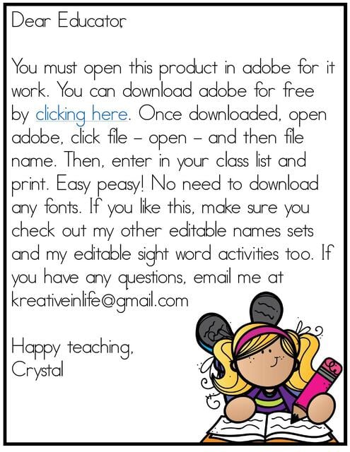 editable names set 1 instructions | Rivers | uDocz