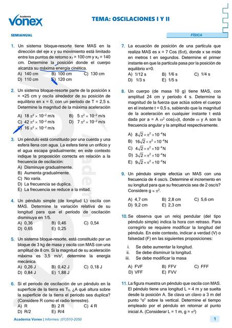 OSCILACIONES I Y II semana