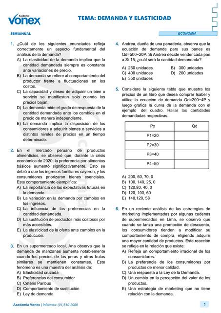 DEMANDA Y ELASTICIDAD