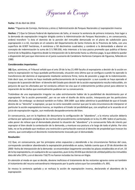 Fallo Figueroa de Cornejo - Derecho Administrativo 2