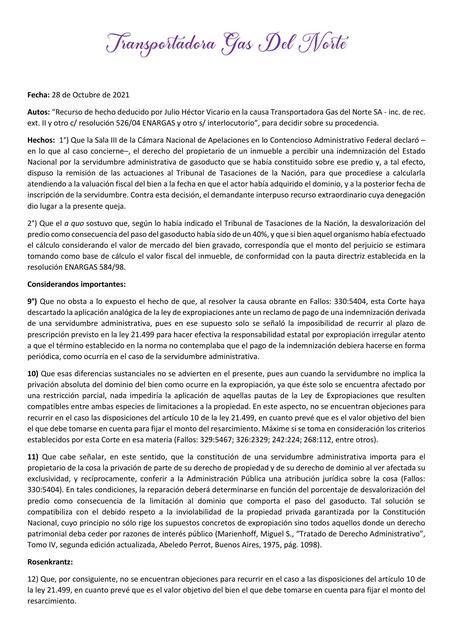 Fallo TRANSPORTADORA GAS DEL NORTE - Derecho Administrativo 2