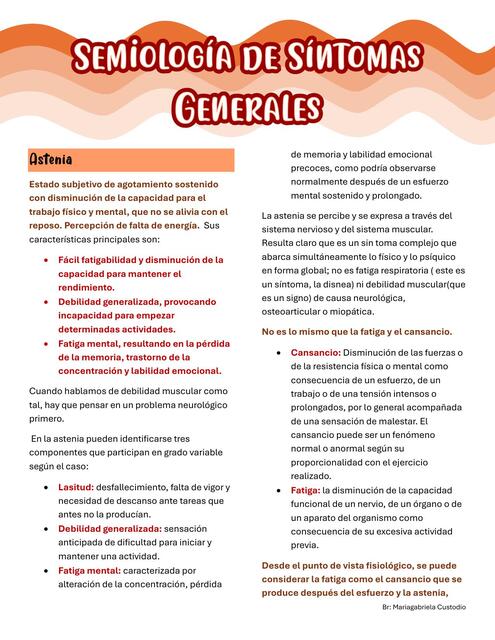 Semiología de Síntomas Generales