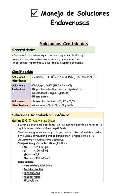 Manejo de Soluciones Endovenosas