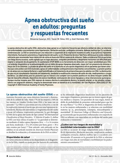 Apnea obstructiva del sueño en adultos