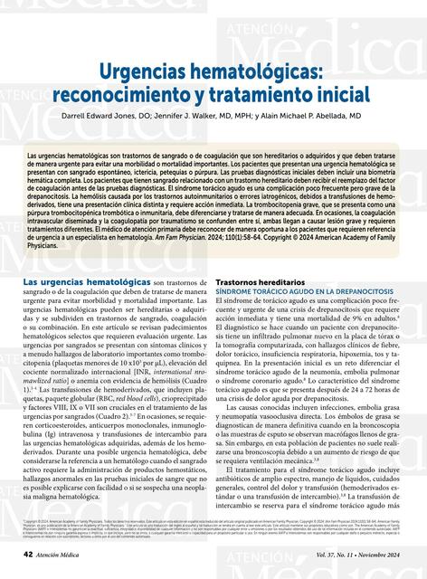 Urgencias hematológicas reconocimiento y tratamiento