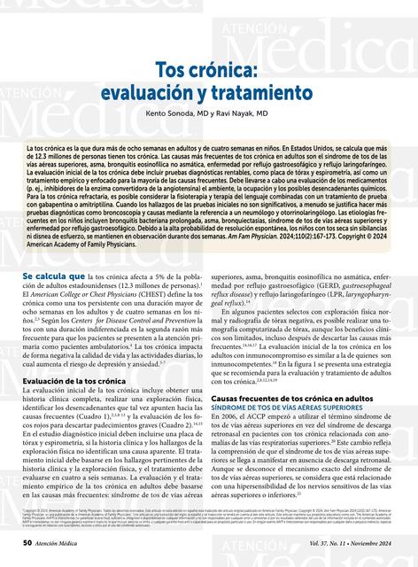 Tos crónica evaluación y tratamiento