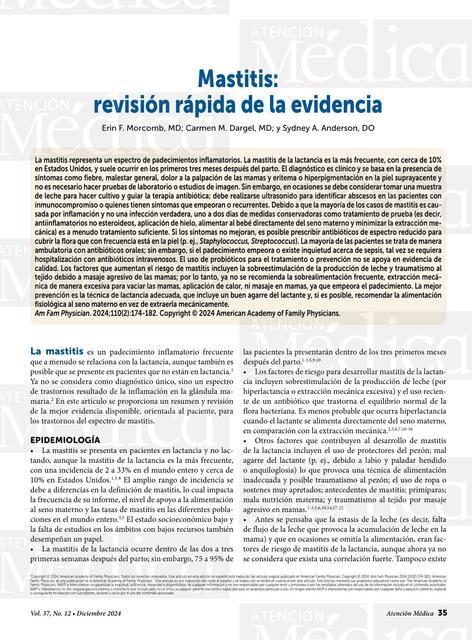 Mastitis revisión rápida de la evidencia