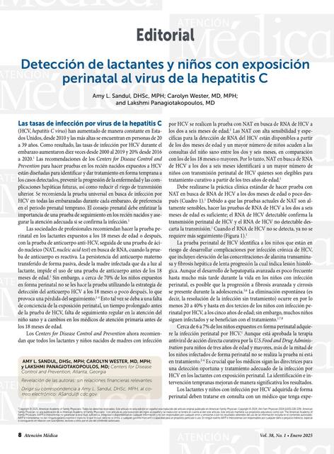 Detección de lactantes y niños con exposición perinatal al VHC