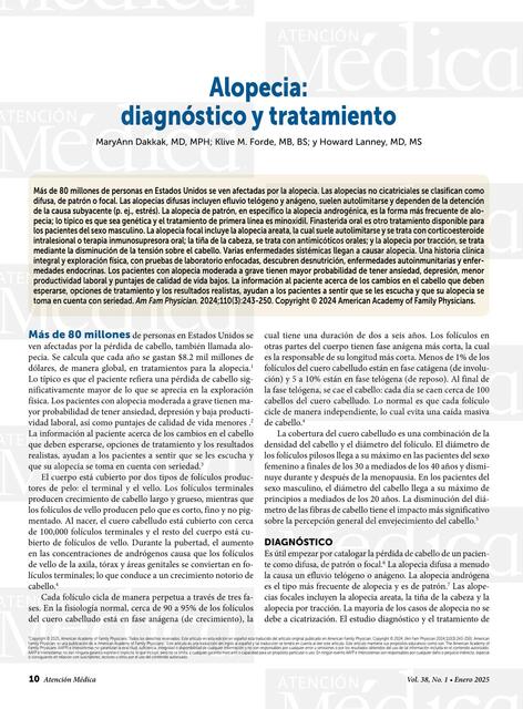 Alopecia Diagnóstico y tratamiento