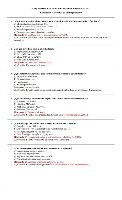 Programa educativo sobre infecciones de transmisió