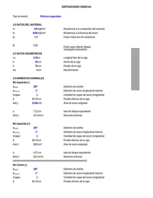 Disposiciones Sismicas Viga