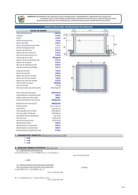 Diseño estructural de reservorio