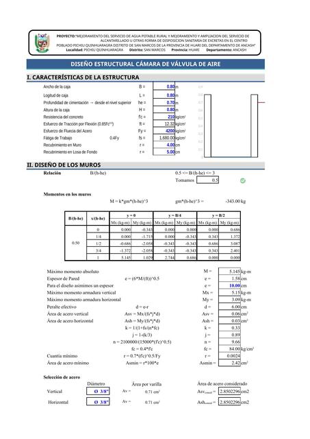 Diseño estructural de cámaras válvula de Aire