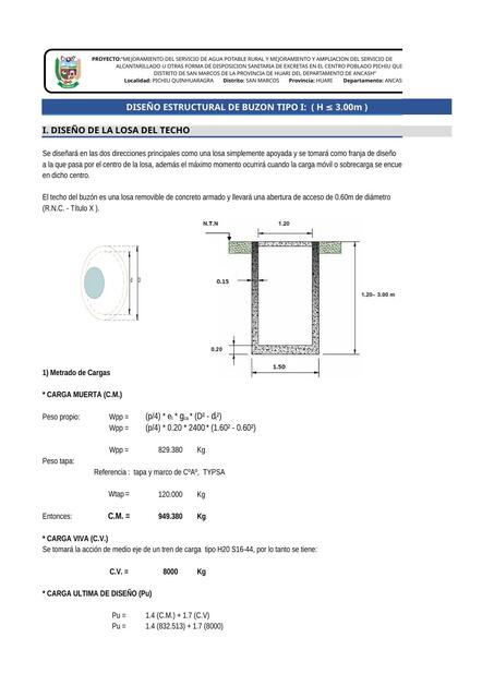 Diseño estructural de buzones