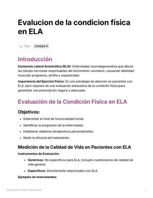 Evalucion de la condicion física en ELA