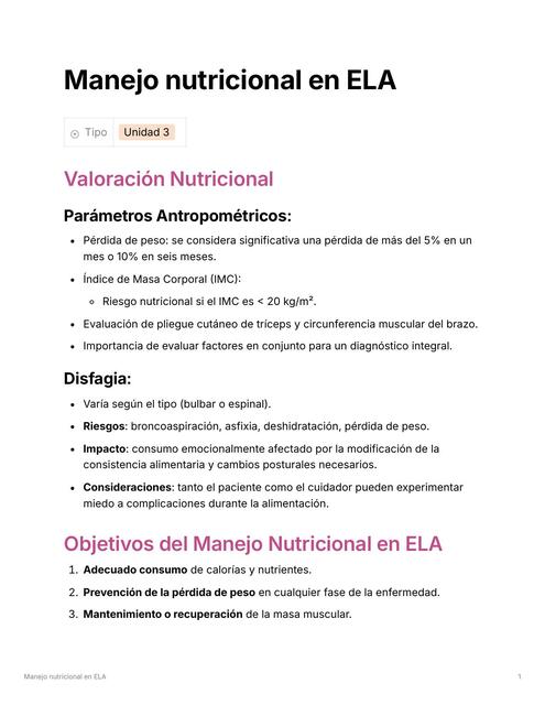 Manejo nutricional en ELA