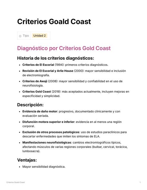 Criterios Goald Coast