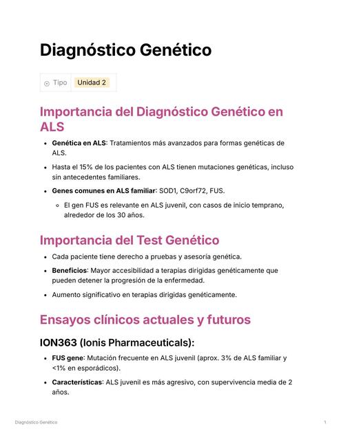 Diagnóstico Genético ELA