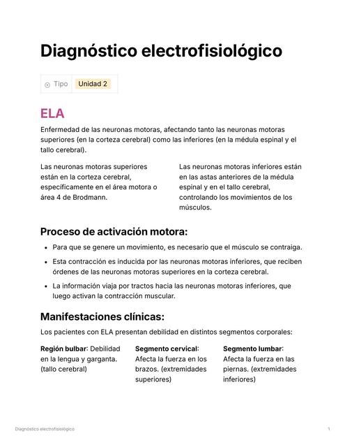 Diagnóstico electrofisiológico de ELA