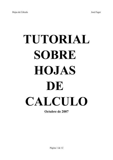 Tutorial sobre hojas de calculo