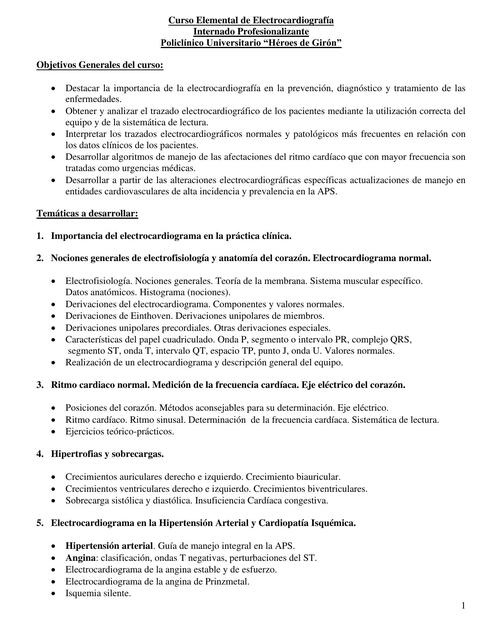 Curso Elemental de Electrocardiografía