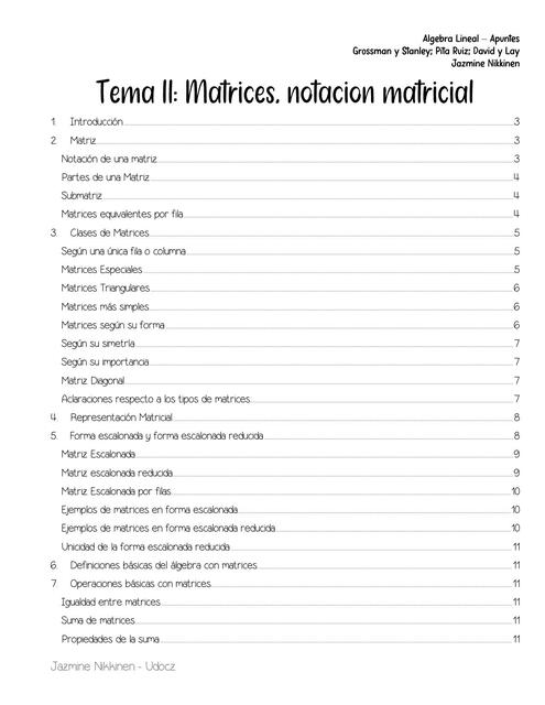 Matrices, notación, equivalencia, tipos, representación - T2 - Álgebra Lineal