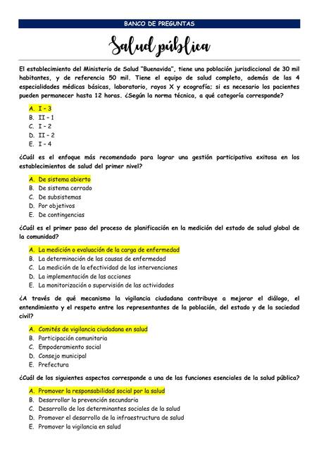 Banco salud pública II - Residentado Médico