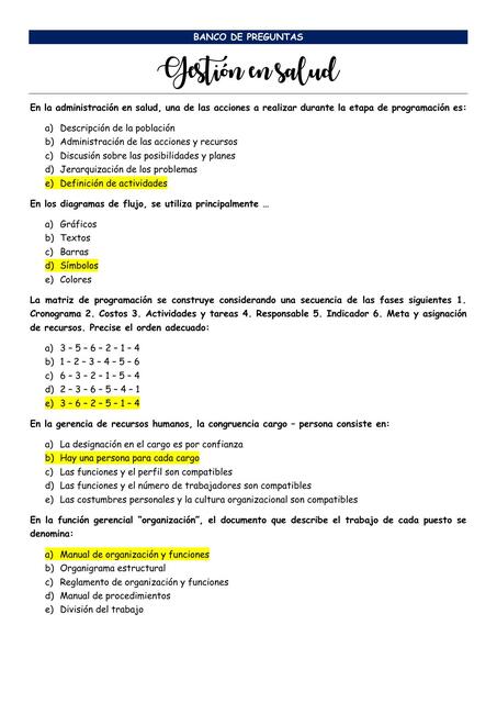 Banco gestión en salud III - Residentado Médico