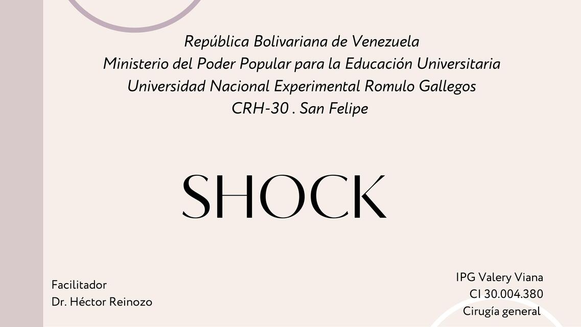 Shock, cirugía general I