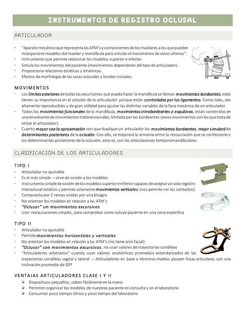 Instrumentos de registro oclusal