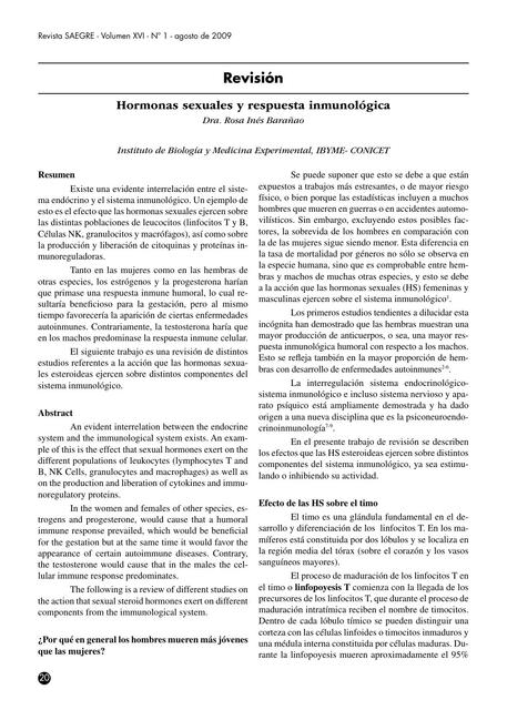 Hormonas sexuales y respuestas inmunológicas