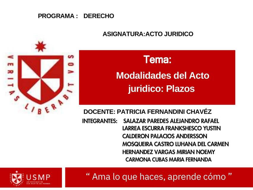 Modalidades del Acto juridico: Plazos