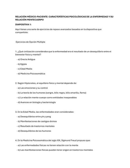 RELACIÓN MÉDICO PACIENTE CARACTERÍSTICAS PSICOLÓGI