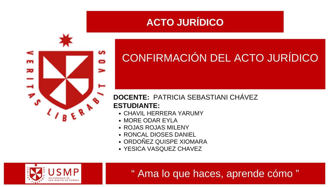 CONFIRMACIÓN DEL ACTO JURÍDICO