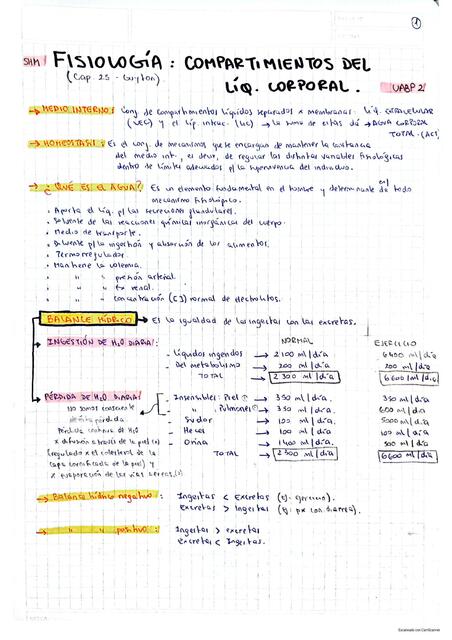 FISIOLOGIA - Compartimientos del liq corporal y edema (Guyton)