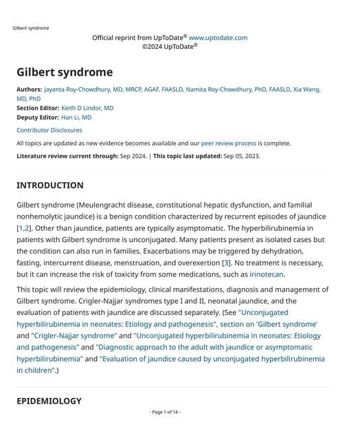 Gilbert syndrome | Nic | uDocz
