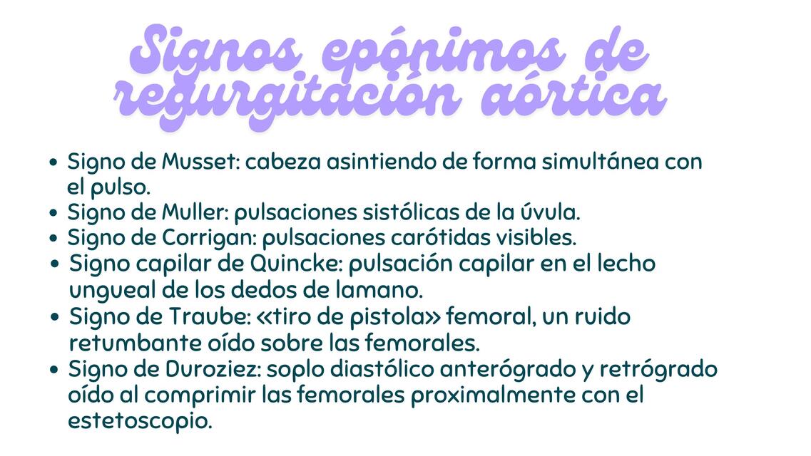 Signos epónimos de regurgitación aórtica