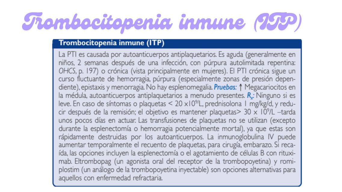 Trombocitopenia inmune (ITP)