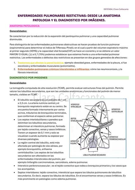 ENFERMEDADES PULMONARES RESTRICTIVAS-ANATOMIAPATOLOGICA + DIAGNOSTICO X IMAGENES