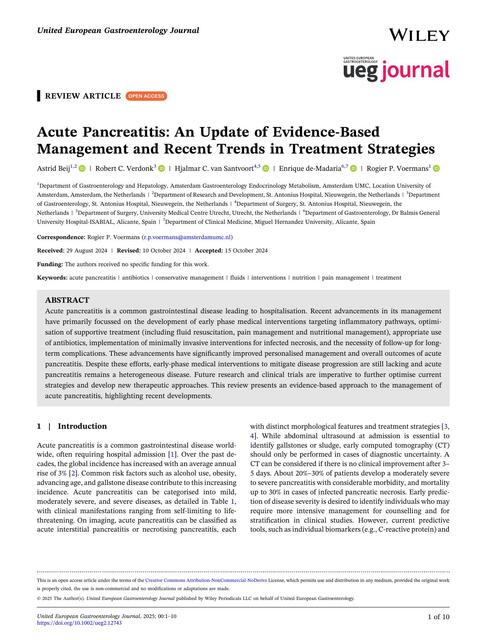 UEG Journal Beij Acute Pancreatitis An Update of E