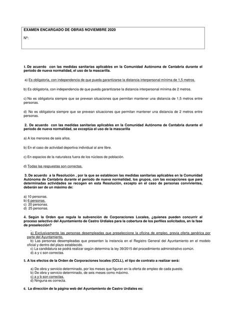 Examen encargado de obra