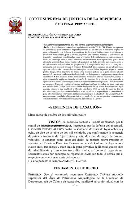 Casación sobre cohecho