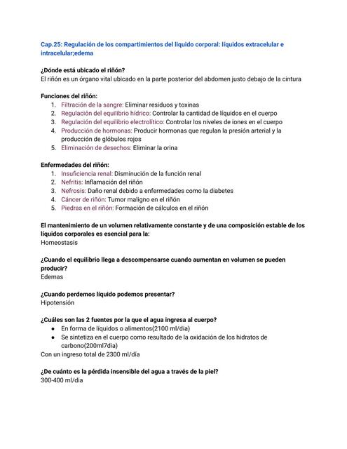 Regulación de los comportamiento del líquido corporal