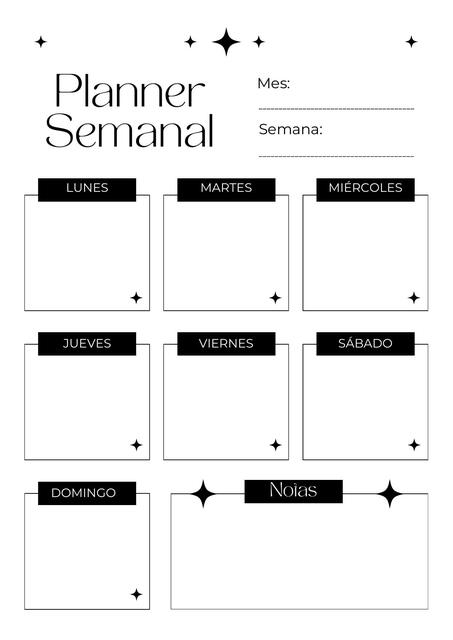 Planner Semanal Minimalista Blanco y Negro