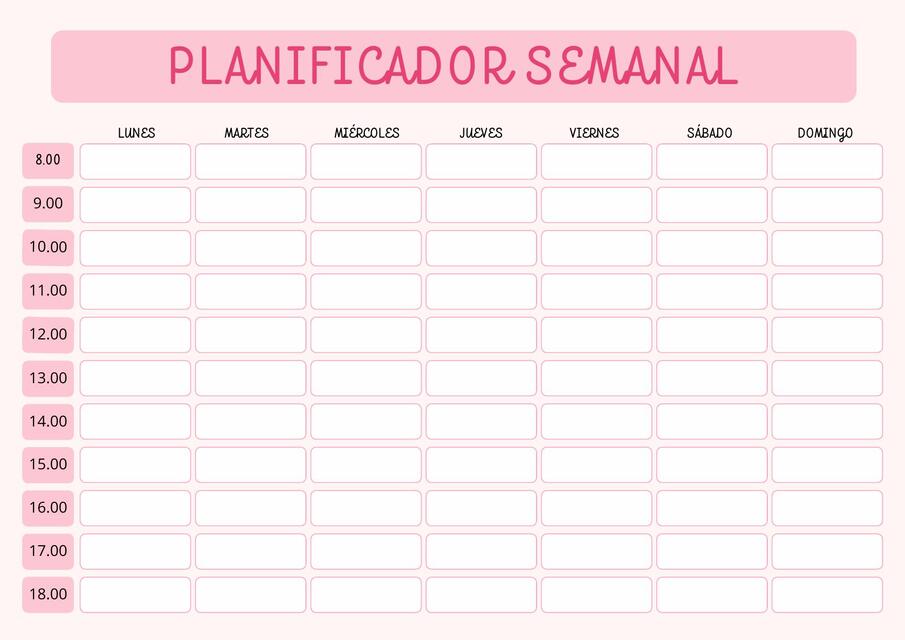 Planificador semanal rosa, organiza tu semana paso a paso!!