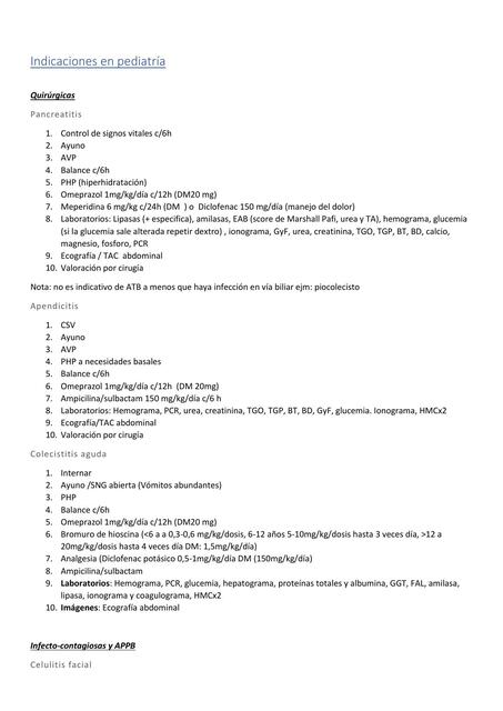 Indicaciones en pediatría