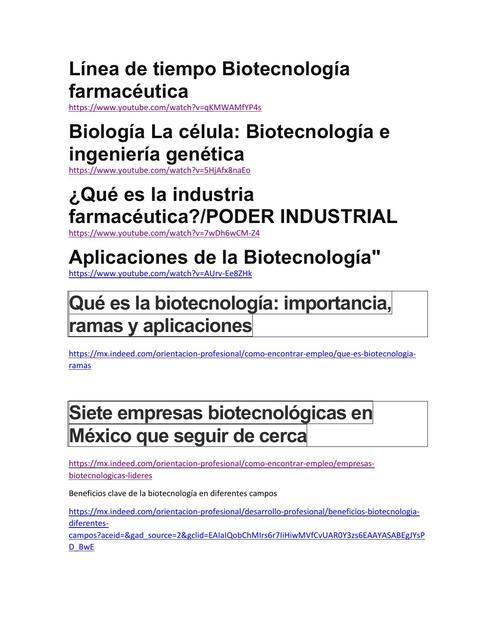 Links Biotecnología medica farmacéutica 1